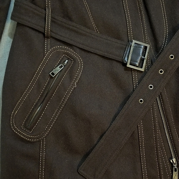 Heavy Wool Blend Belted Winter Coat - Picture 12 of 16